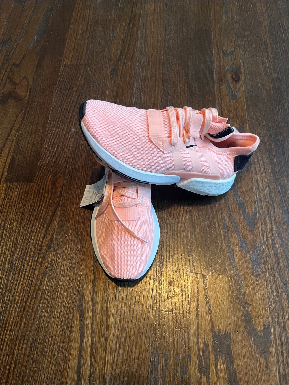 adidas Pink Knit Sneakers with White Midsole and Black Heel Tab